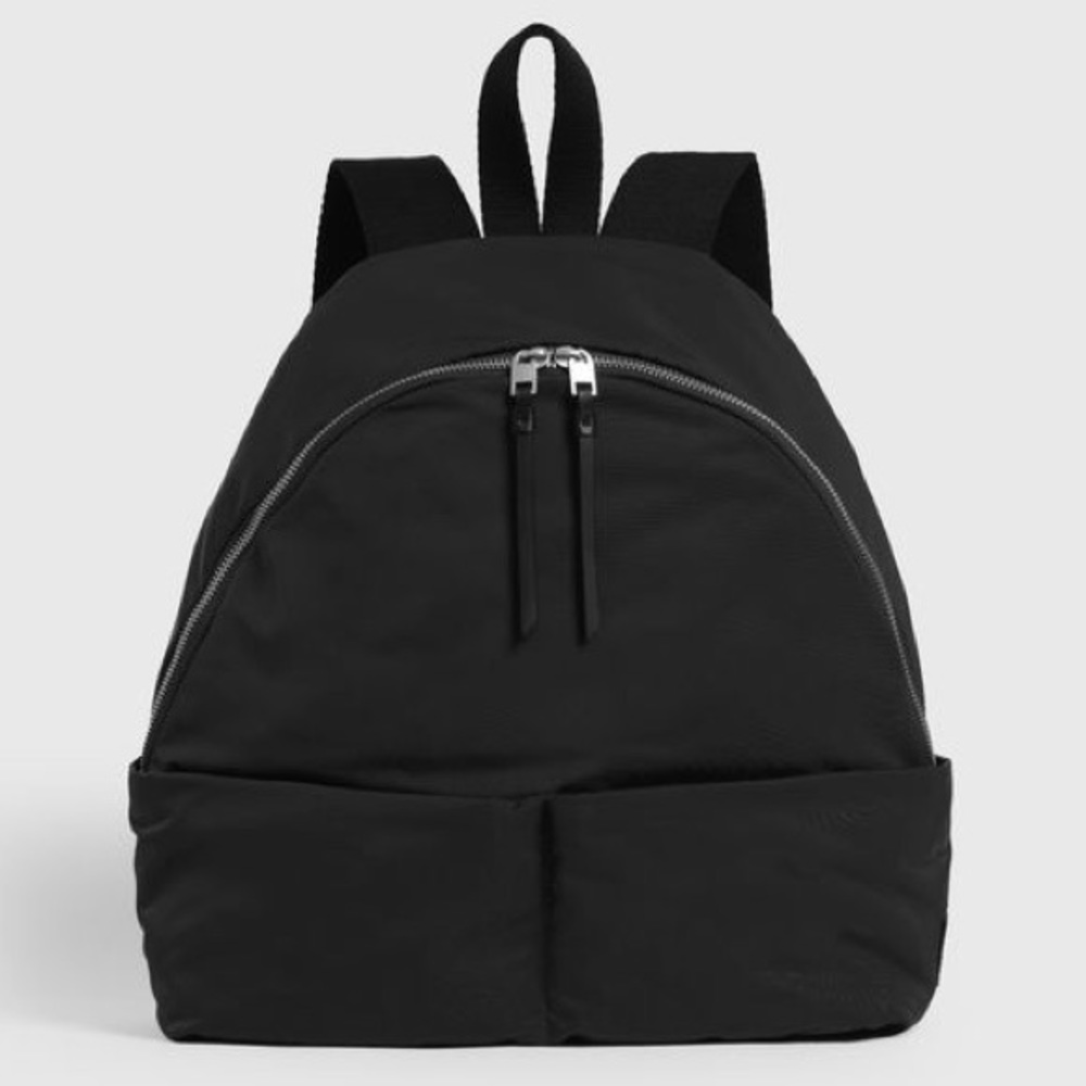 HP🛍All Saints Olena Black Leather Fabric Backpack